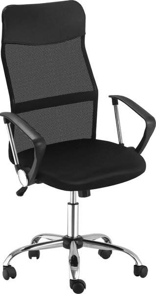 Sedia da ufficio in rete, sedia da scrivania regolabile in altezza, sedia da gaming ergonomica, sedia girevole con funzione a dondolo, nera