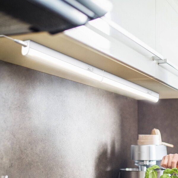 B.K. Licht Lampada LED sottopensile Xaver, lunghezza 57,3 cm, set da 2 pezzi 4000 K Xaver, Bianco / Opale, Cucina, Plastica, Lampade per mobili