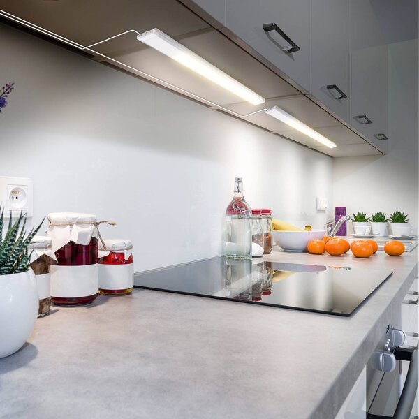 B.K. Licht Lampada LED sottopensile Lord, lunghezza 57,5 cm, argento, 3.000 K Lord, Alluminio / Grigio / Zincato, Cucina, Metallo, Lampade per mobili