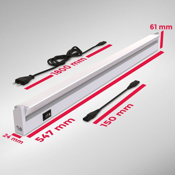 B.K. Licht Lampada LED sottopensile Gina, argento, 2.700 K/4.000 K Gina, Alluminio / Grigio / Zincato, Cucina, Plastica, Lampade per mobili