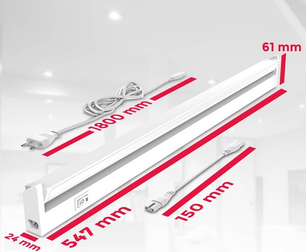 B.K. Licht Lampada LED sottopensile Gina, bianca, 2.700 K/4.000 K Gina, Bianco / Opale, Cucina, Plastica, Lampade per mobili