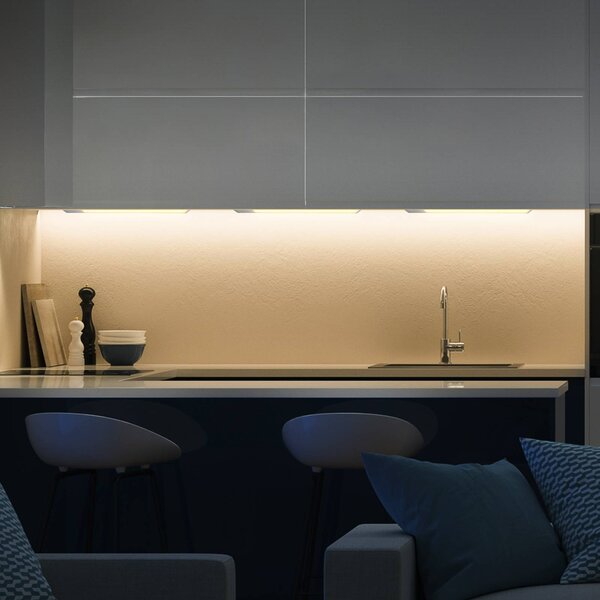 B.K. Licht Lampada LED sottopensile Kniff argento, lunghezza 57,5 cm, 3.000 K, Alluminio / Grigio / Zincato, Cucina, Metallo, Lampade per mobili
