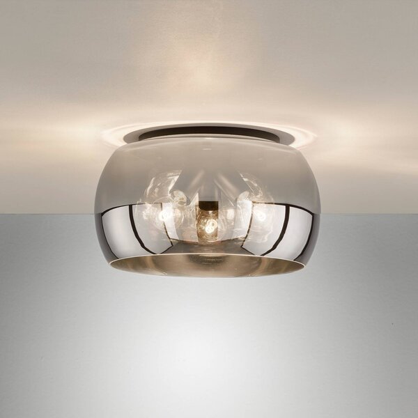 FISCHER & HONSEL Plafoniera soffitto Dima, dimmerabile, Alluminio / Grigio / Zincato, Soggiorno / Sala da pranzo, Vetro, Moderno, Plafoniera
