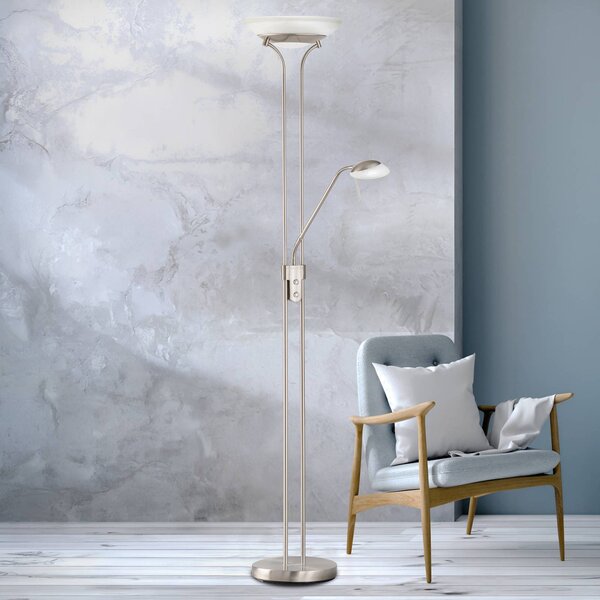 FISCHER & HONSEL Lampada da terra a LED Pool, dimmerabile, Alluminio / Grigio / Zincato, Soggiorno / Sala da pranzo, Metallo, Moderno, Lampada LED da terra