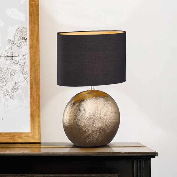 FISCHER & HONSEL Lampada da tavolo Foro, Bronzo / Ottone antico, Soggiorno / Sala da pranzo, Ceramica, Moderno, Lampada da tavolo