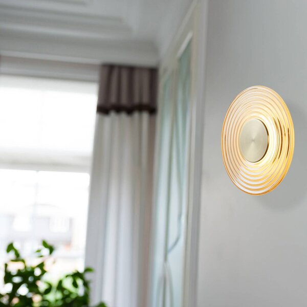 Searchlight Applique da parete a LED Cleo, dimmerabile, Crema / Ambra, Soggiorno / Sala da pranzo, Vetro, Moderno, Applique a LED