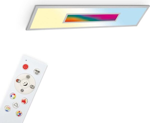 TELEFUNKEN - Pannello LED RGB, plafoniera LED CCT, plafoniera RGB centroluce, effetto arcobaleno, telecomando, dimmerabile, colore argento, 1000x250x65mm