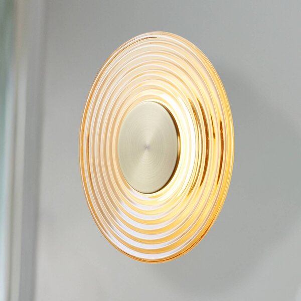 Searchlight Applique da parete a LED Cleo, dimmerabile, Crema / Ambra, Soggiorno / Sala da pranzo, Vetro, Moderno, Applique a LED