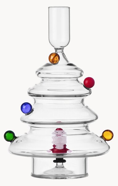 Candelabro fatto a mano con Babbo Natale e palline colorate Christmas Tales