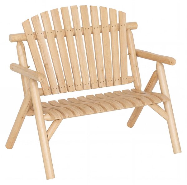 Panchina da giardino KOMFOTTEU in legno massello, panchina da esterno con schienale, braccioli e seduta ricurva, panchina da terrazza resistente alle intemperie per 2 persone, panchina per terrazza, cortile e giardino