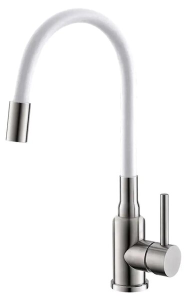 Rubinetto da cucina Alveus Flexa, beccuccio flessibile, cartuccia in Vetroceramica, bianco satinato