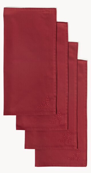 Set di 4 tovaglioli natalizi ricamati Hedda