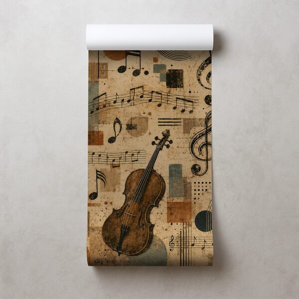 Carta da parati – Strumenti musicali vintage e note