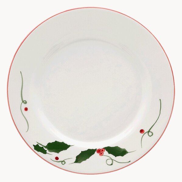 Piatto da colazione natalizio dipinto a mano Holly