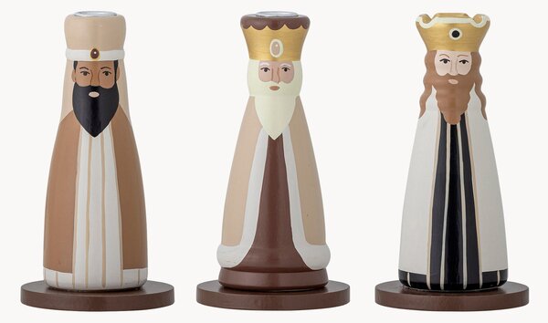 Set di 3 portacandele in legno Betiel
