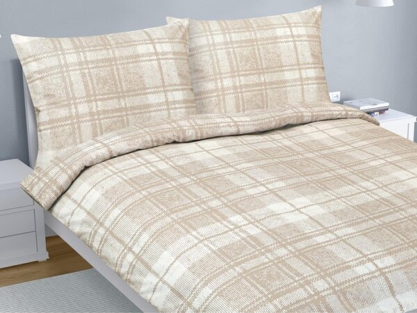 Set di lenzuola in cotone - 1 set 180x220, 70x90 - beige, bianco