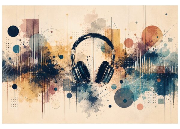 Carta da parati – Cuffie musicali in astratto