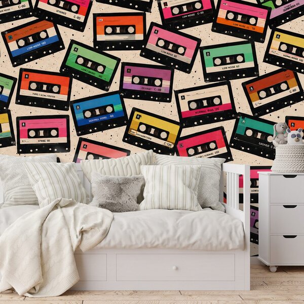 Carta da parati – Cassette colorate retrò