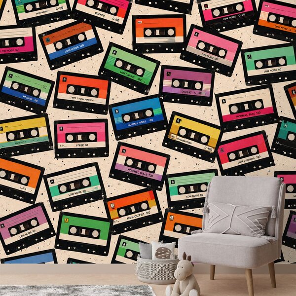 Carta da parati – Cassette colorate retrò