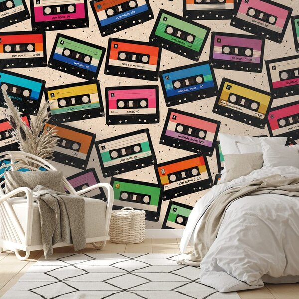 Carta da parati – Cassette colorate retrò