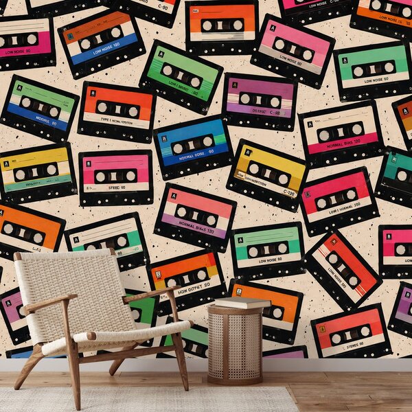 Carta da parati – Cassette colorate retrò