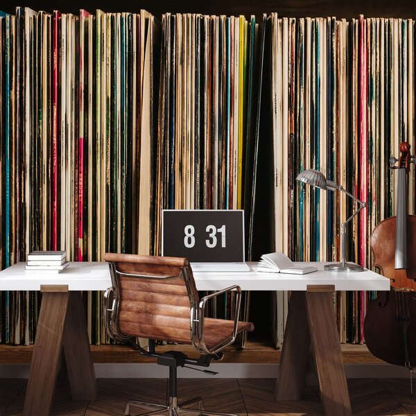 Carta da parati – Dischi in vinile stile retrò
