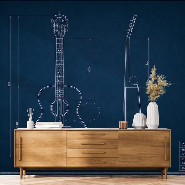 Carta da parati – Disegno tecnico chitarra acustica