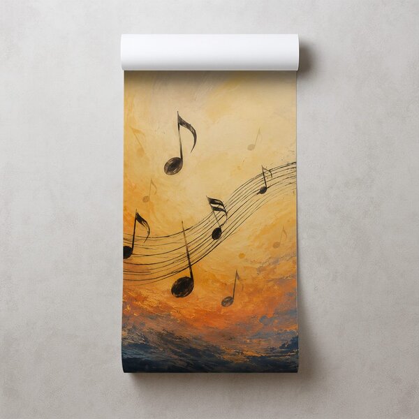 Carta da parati – Note musicali in vortice di colori