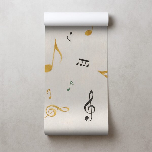 Carta da parati – Note musicali in oro e nero