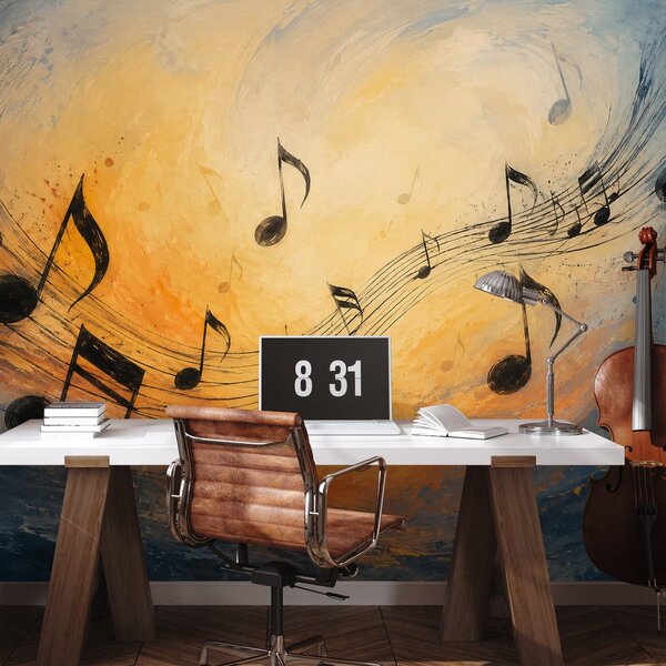 Carta da parati – Note musicali in vortice di colori