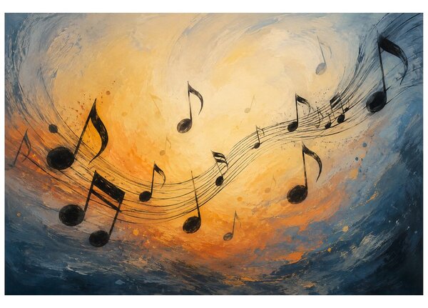 Carta da parati – Note musicali in vortice di colori