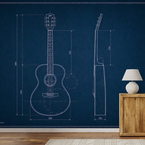 Carta da parati – Disegno tecnico chitarra acustica