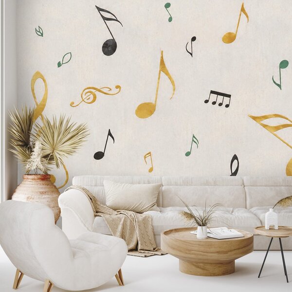 Carta da parati – Note musicali in oro e nero