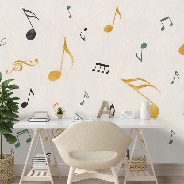 Carta da parati – Note musicali in oro e nero