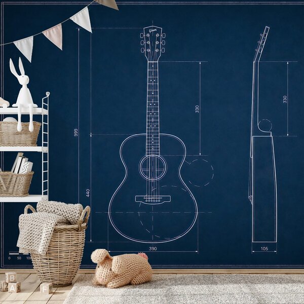 Carta da parati – Disegno tecnico chitarra acustica