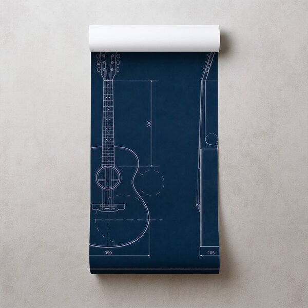 Carta da parati – Disegno tecnico chitarra acustica