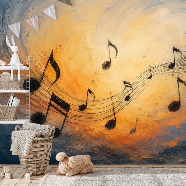 Carta da parati – Note musicali in vortice di colori