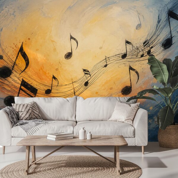 Carta da parati – Note musicali in vortice di colori