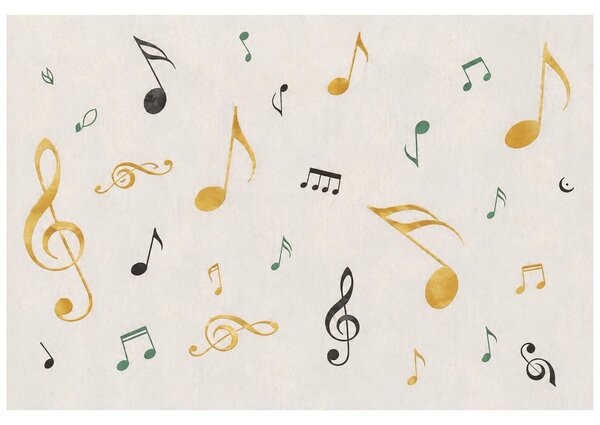 Carta da parati – Note musicali in oro e nero