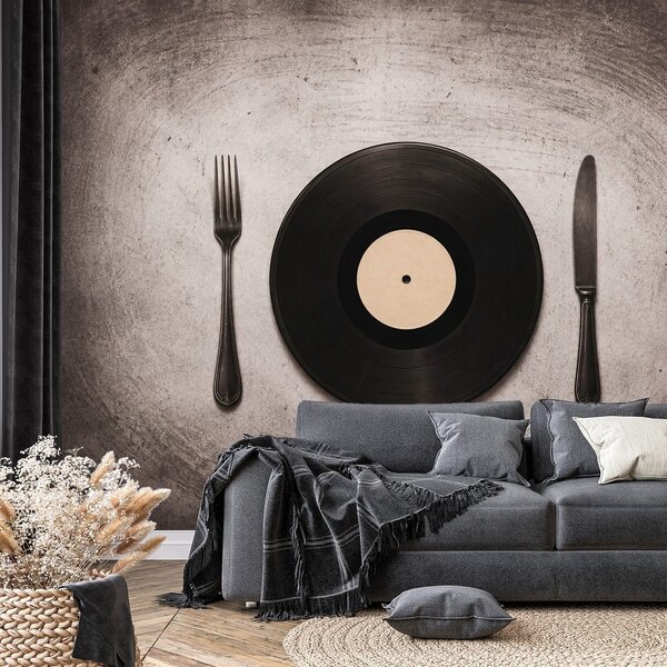 Carta da parati – Piatto di vinile con posate
