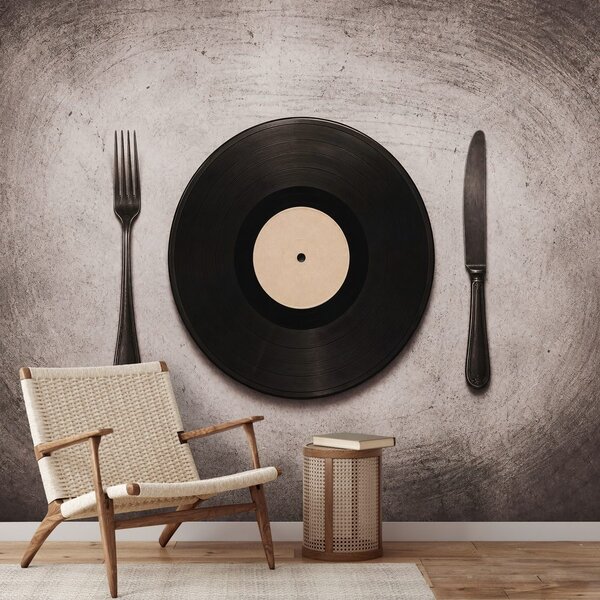Carta da parati – Piatto di vinile con posate