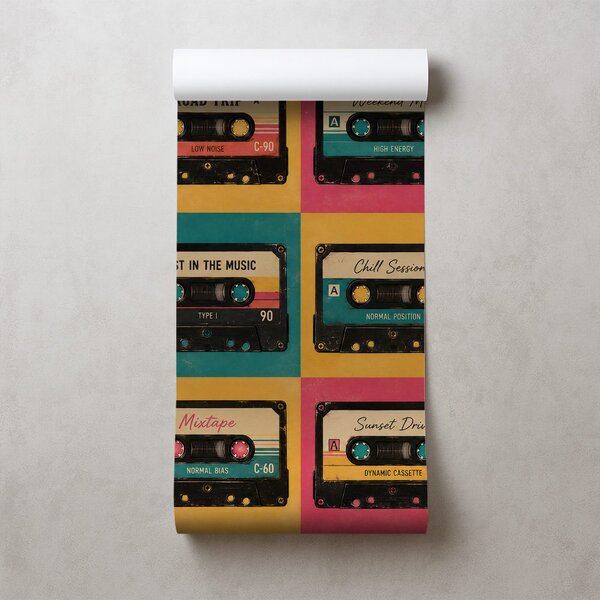 Carta da parati – Audiocassette colorate retrò