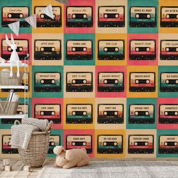 Carta da parati – Cassette retrò in stile vintage