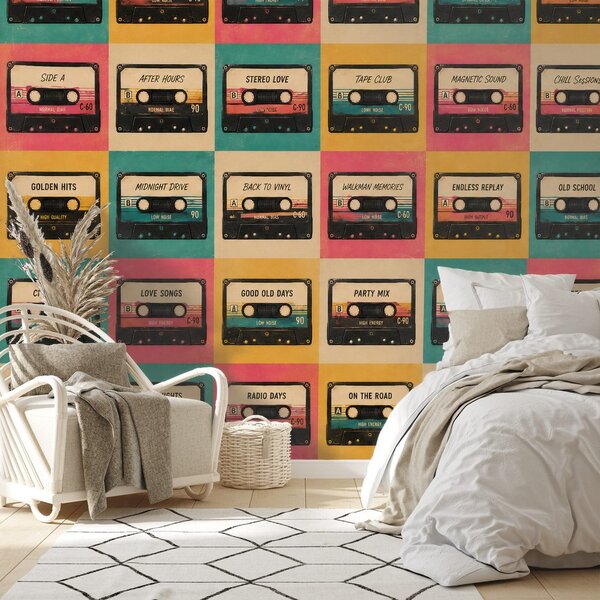 Carta da parati – Cassette retrò in stile vintage