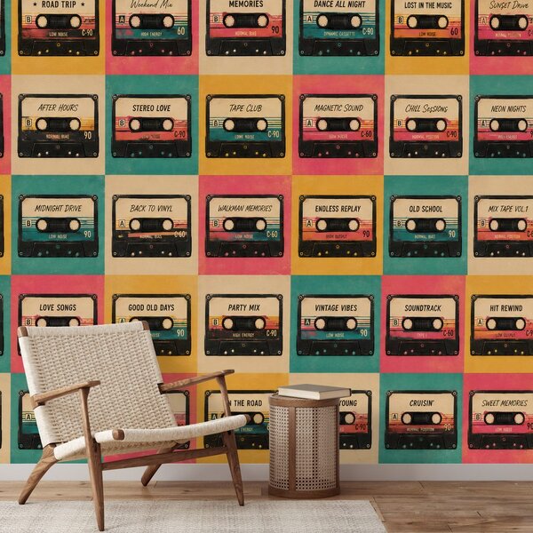 Carta da parati – Cassette retrò in stile vintage