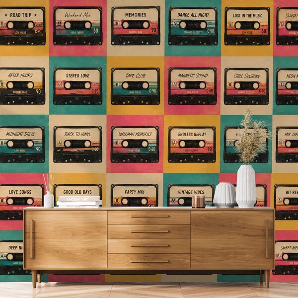 Carta da parati – Cassette retrò in stile vintage
