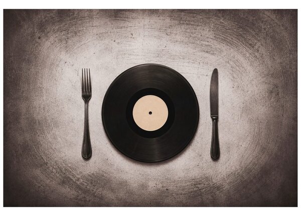 Carta da parati – Piatto di vinile con posate
