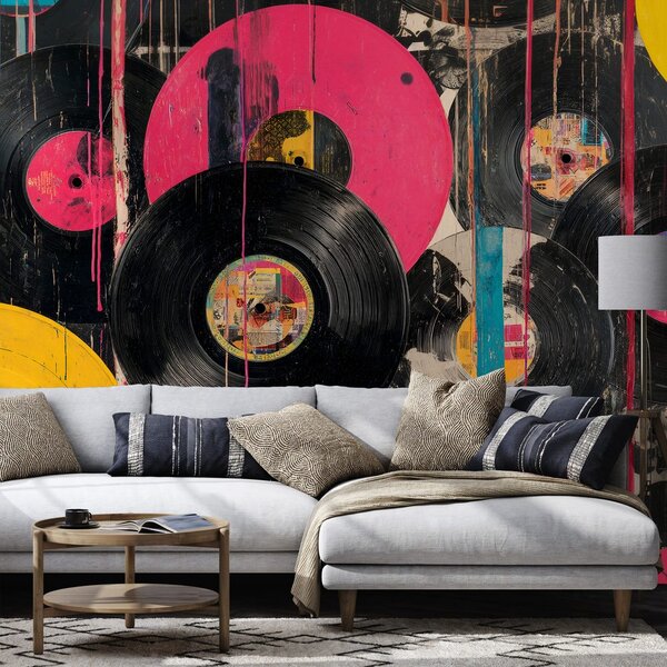 Carta da parati – Dischi in vinile retrò colorati
