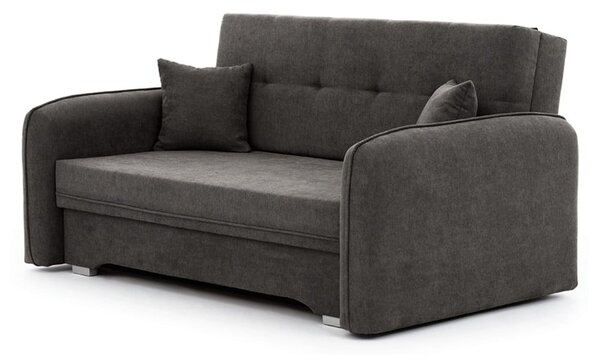 Divano grigio scuro allungabile/con contenitore e rivestimento in ciniglia 155 cm Laine – ELTAP