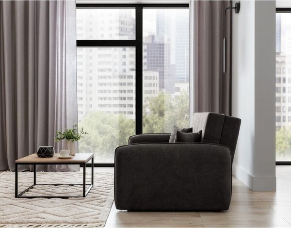 Divano grigio scuro allungabile/con contenitore e rivestimento in ciniglia 155 cm Laine – ELTAP